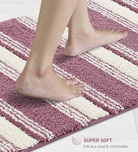 Image of Obsessions Soft & Plush Bath Mat | Quick Dry, Stain & Skid Resistant | Luxuriously Soft, Long Lasting Color | TPR Latex Backing, Size 40x60 cm, Onion Pink & Plum