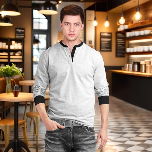 Image of fanideaz Men's Cotton Full Sleeve Henley T Shirts for Men