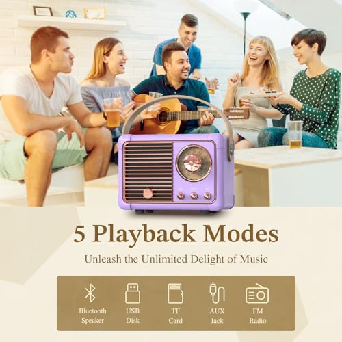Image of PRUNUS Bluetooth Speaker, Mini Wireless Bluetooth Speaker,Cute Support USB /TF Card /AUX for Kitchen Desk Bedroom Office Party Outdoor(Purple)