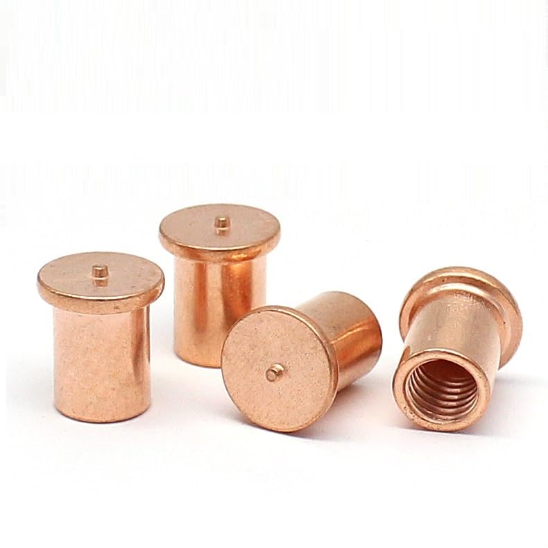 M5*6/7/8/10/12/15/20/25/30 Steel with Copper Welding Joints Stepped Needle Fixed Weld Nuts (100pcs)(M 5 X 15)