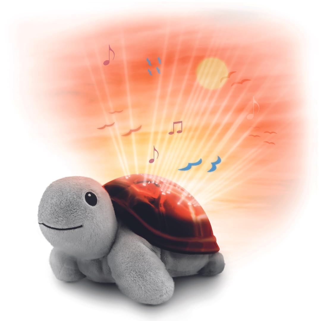 Zazu Red Tim The Turtle Projector - Baby Slumber Portable Bed Lamp | Sunset Sky Projector | 3 Soothing Melodies | Gentle Brightness | Cry Sensor | Auto-Shutoff