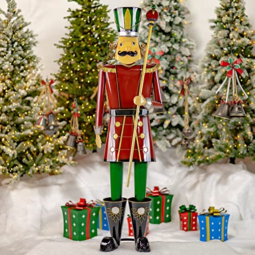 Zaer Ltd. 5ft Tall Metal Christmas Holiday Nutcrackers Soldiers (Red Conductor Henry)