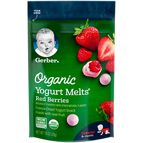 Gerber Organic Yogurt Melts Fruit Snacks, Red Berries, 1 Ounce (Pack of 7)