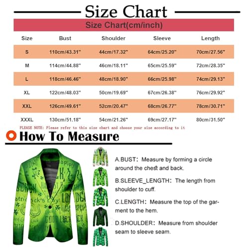 Men's St. Patrick's Day Casual Blazer Slim Fit Long Sleeve Button Notched Lapel Sports Coat Business Suit Jacket with Pocket 5