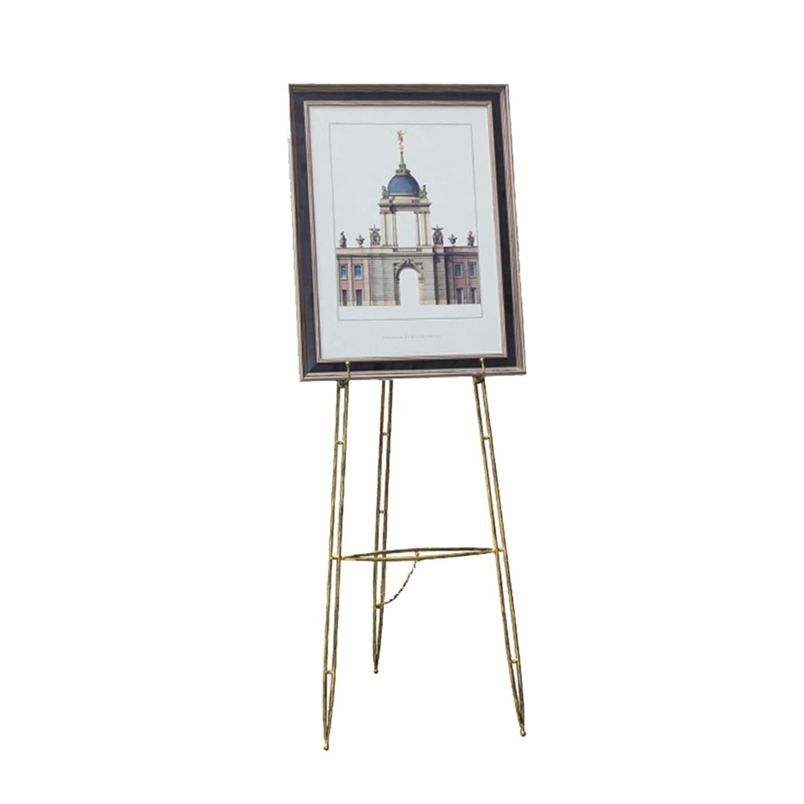 statyw Obraz olejny z kutego żelaza, sztaluga z powitaniem weselnym, plakat z ramką na zdjęcie, stojak do wystaw w pomieszczeniach zamkniętych (złoto 155 cm)