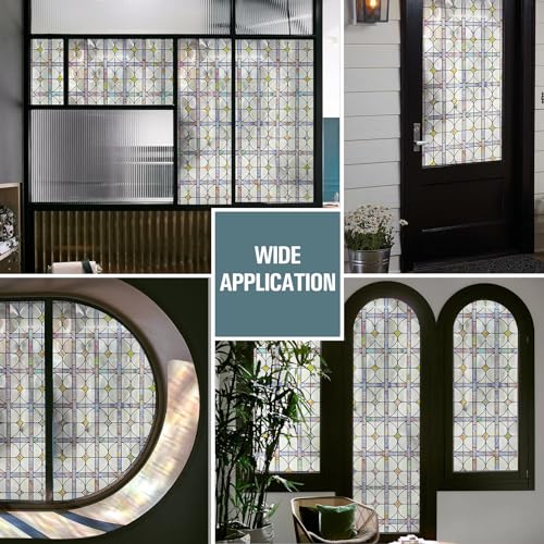 ADD.HERES Stained Glass Window Film Privacy for Glass Windows, Window Privacy Film UV Blocking Static Cling for Home Kitchen Office Bathroom 60 x 90cm - Cosy Home Interiors ADD.HERES Stained Glass Window Film Privacy for Glass Windows, Window Privacy Film UV Blocking Static Cling for Home Kitchen Office Bathroom 60 x 90cm - Image 5