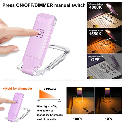 Image of LUXSWAY Rechargeable Book Reading Light for Kids,Clip on LED Portable Bookmark Light with Brightness Adjustable for Eye-Protection,Warm White and Amber LEDs Night Reading Lights for Bookwarms