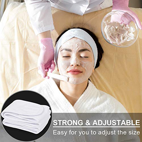 Image of Whaline Spa Facial Headband Make Up Wrap Head Terry Cloth Headband Adjustable Towel Band for Face Washing Shower Facial Cover, 3 Pieces (White, Pink, Rose Red)