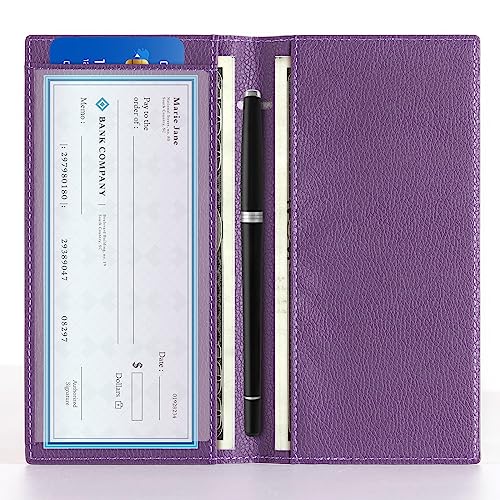 Image of CoBak Checkbook Cover for Women & Men - PU Leather Case with RFID Blocking | Classic Design Check Book Holder for Personal and Business