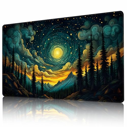 AIRCBC MTG Playmat 24" x 14" Stitched Edges and Smooth Rubber Surface Battle Board Game Mat with Free Storage Bag - Compatible with Magic the Gathering Playmat - Play MTG, YuGiOh, TCG