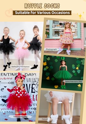 Zando Toddler Ruffle Socks for Girls Princess Dress Baby Ballerina Tutu Socks with Lace Frilly 1-10 Years4