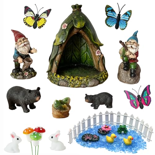 BangBangDa Outdoor Miniature Gnome Garden Kit- Fairy Houses Village Accessories