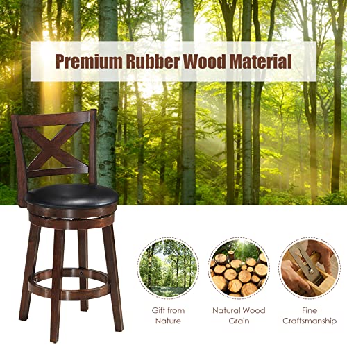 Costway Bar Stools Set Of 2, Counter Height Dining Chair, Fabric Upholstered 360 Degree Swivel, Pvc Cushioned Seat, Perfect For Dining And Living Room (Height23.5-Set Of 2) #TOP3