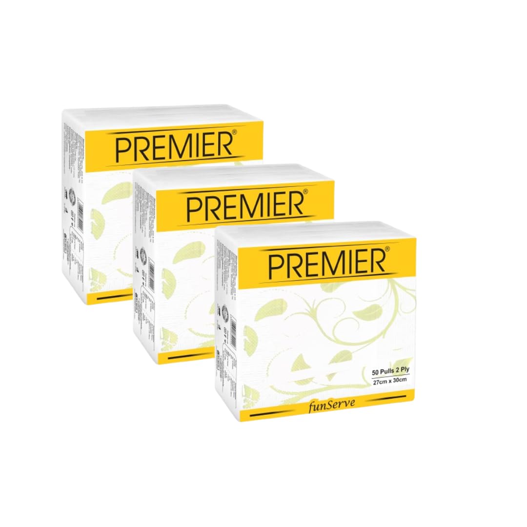 Premier FunServe Napkin 50 Pulls (Pack of 3), Soft Absorbent 2ply Table Napkins, 150 pulls (300 sheets) | Disposable Tissue Napkins for Everyday use at gatherings, party, home, offices-image-22