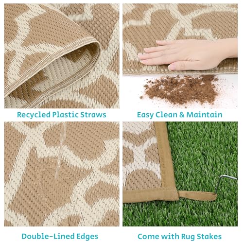 HEBE Outdoor Rug Waterproof 6x9, Plastic Straw Rug Camping Rug, Reversible Outdoor Patio Rugs RV Mat Clearance, Indoor Outside Floor Carpet for Porch,Deck,Camper,Balcony,Backyard - Image 4
