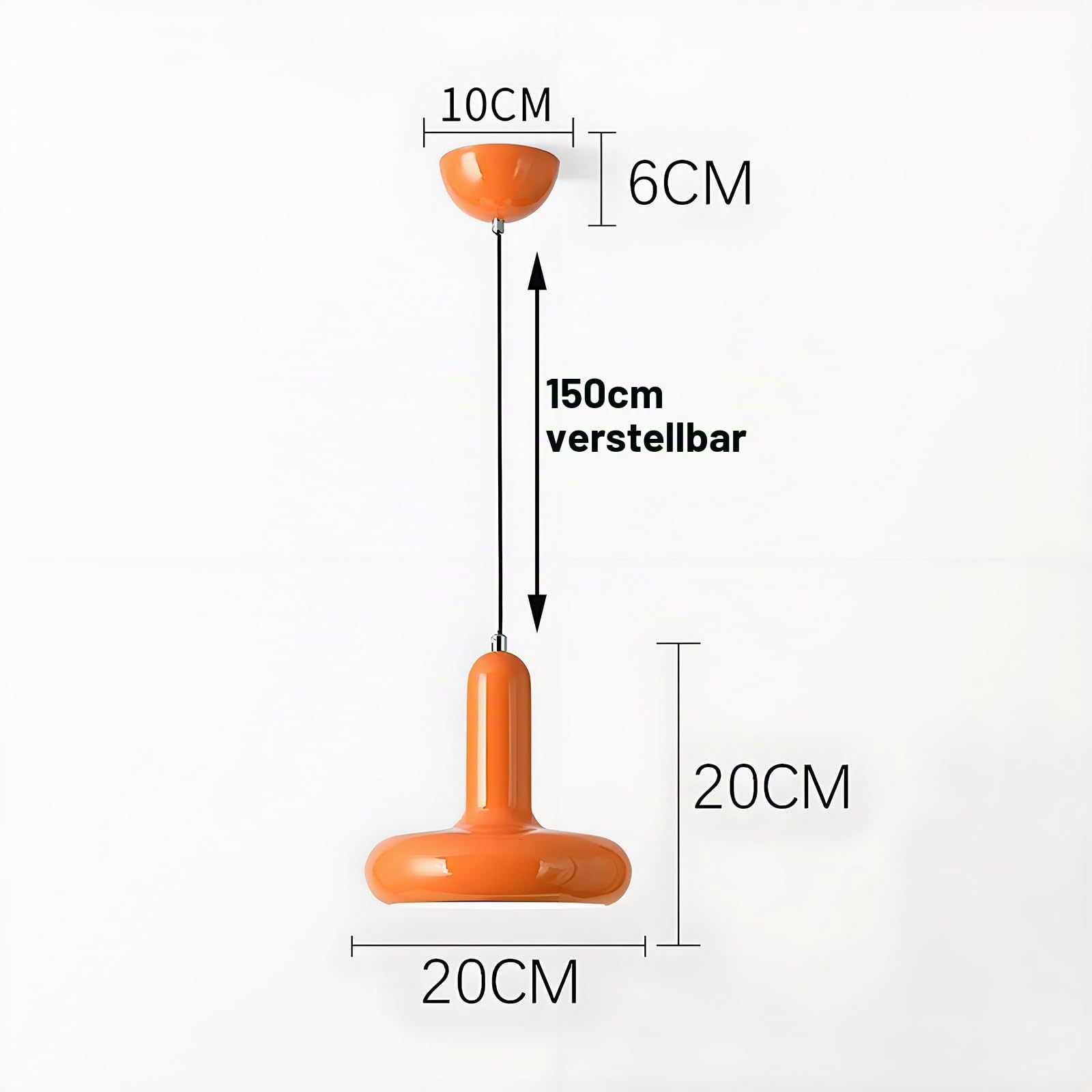 Moderne bunte Pendelleuchte mit E27-Fassung und 150cm verstellbarem Kabel,Hängelampe aus Metall mit Lackierung für Küche,Esszimmer,Schlafzimmer,Kinderzimmer oder Café Deckenleuchte (Orange)