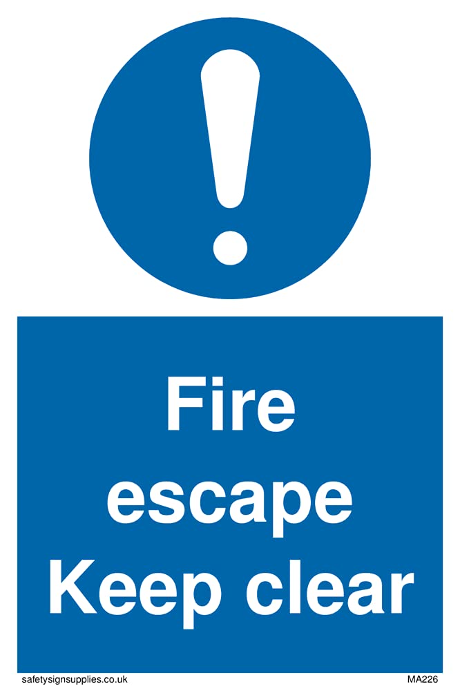 Pack of five - fire escape keep clear Sign - 100x150mm - A6P