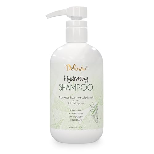 Deluvia Champú hidratante sin sulfatos de 16 onzas líquidas, champú hidratante para cabello teñido y todo tipo de cabello, champú para mujeres y