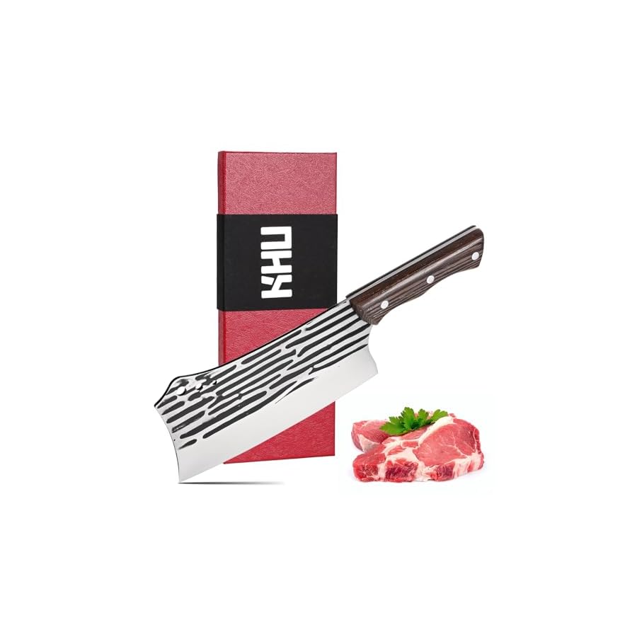 KHU-Chef-Knife-73-inch-Butcher-Knife-Bone-Chopper-Meat-Cleaver-knife-kitchen-knife-set-Chopping-knife-cooking-knife-with-Ergonomic-Wood-Handle-kitchen-essentials-Gift-Box-for-Family-Restaurant KHU Chef Knife 7.3 inch Butcher Knife Bone Chopper Meat Cleaver knife kitchen knife set Chopping knife cooking knife with Ergonomic Wood Handle, kitchen essentials Gift Box for Family & Restaurant