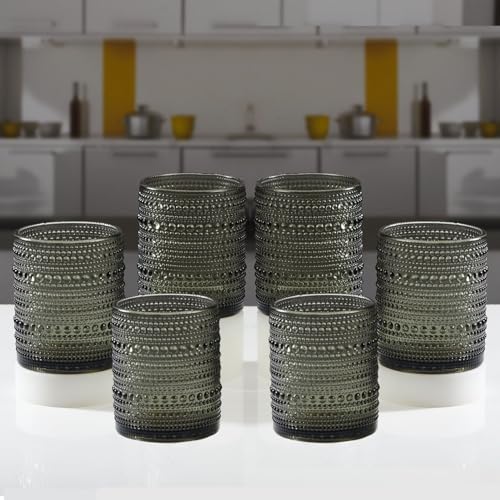 Image of SASASA Vintage Hobnail Bubble Glass Set | Drinking Glasses for Water, Juice, Cocktails | Set of 6, 300ml (11760)