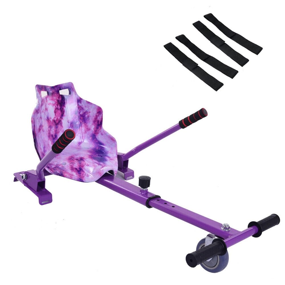 – Hoverkart Adjustable Sixth Gear Telescopic Adjustment Triangle Stable Kart Seat Kart Racing Frame Fits all Hoverboard Sizes - 8" and 10" (Star purple)