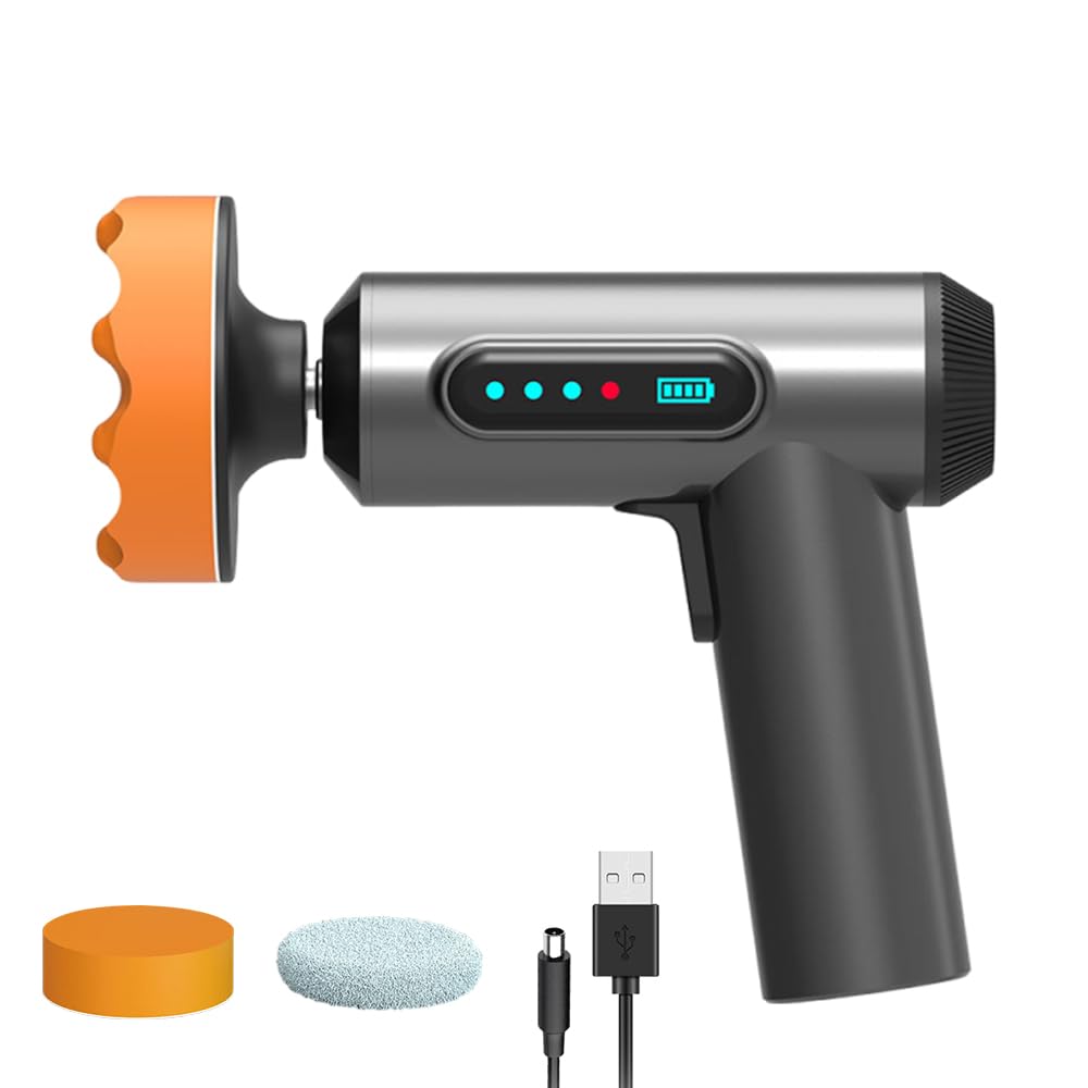 Lucidatrice per auto senza fili, macchina lucidatrice con batteria ricaricabile da 4000 mAh, lucidatrice e buffer per auto con velocità di 20000 giri/min, 3 tamponi per lucidatura, per