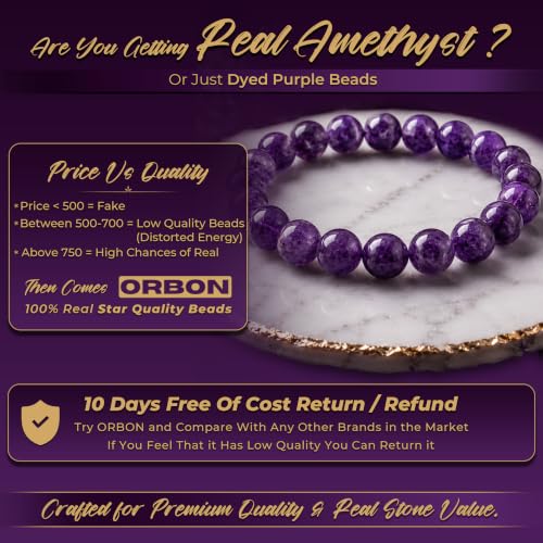 Image of ORBON Certified Natural Crystal Stone Bracelet for Men & Women | Powerful Gemstone Bracelet | Real Certified Stones with Authenticity Certificate & Activation Card