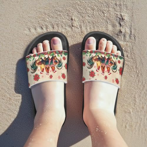 Image of Unisex Slides for Girls Boys Comfortable Slippers Slides Non-slip Shower Shoes House Fashion Thick for Indoor & Outdoor Gifts