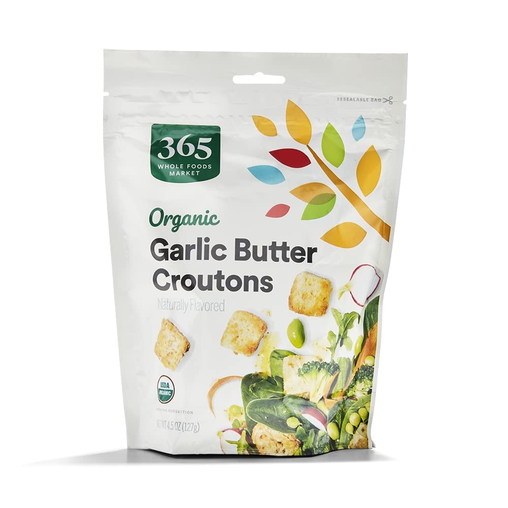 365 by Whole Foods Market, Organic Butter And Garlic Croutons, 4.5 OunceUSDA Organic