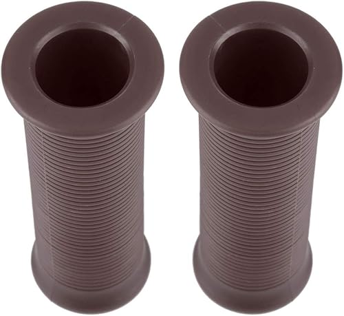 Miniatura 2 de Par de empuñaduras de 1 pulgada de 1 pulgada 0.984 in universal motocicleta Vintage TPU mango manillar agarre marrón oscuro manillar manillar de