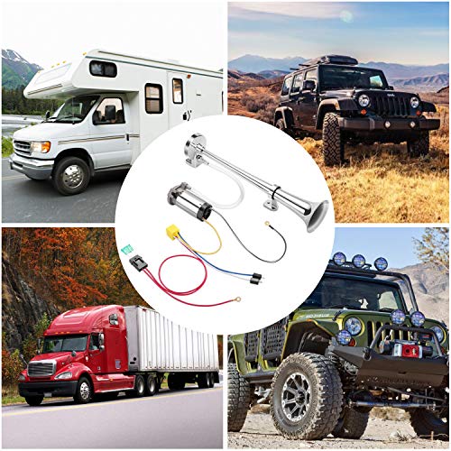 Hk CE0340-VTUS 12V 150Db Air Horn, 18 Inches Chrome Zinc Single Trumpet Truck Air Horn thumb #3
