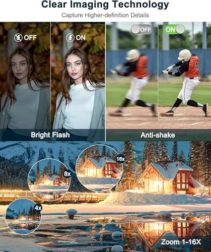 Image of 48MP 4K Digital Camera for Photography & Video, Autofocus, Anti-Shake, 16X Zoom, 3 inch 180 Flip Screen, Vlogging Camera for YouTube with Flash, 32GB Card & Battery Charger - Black