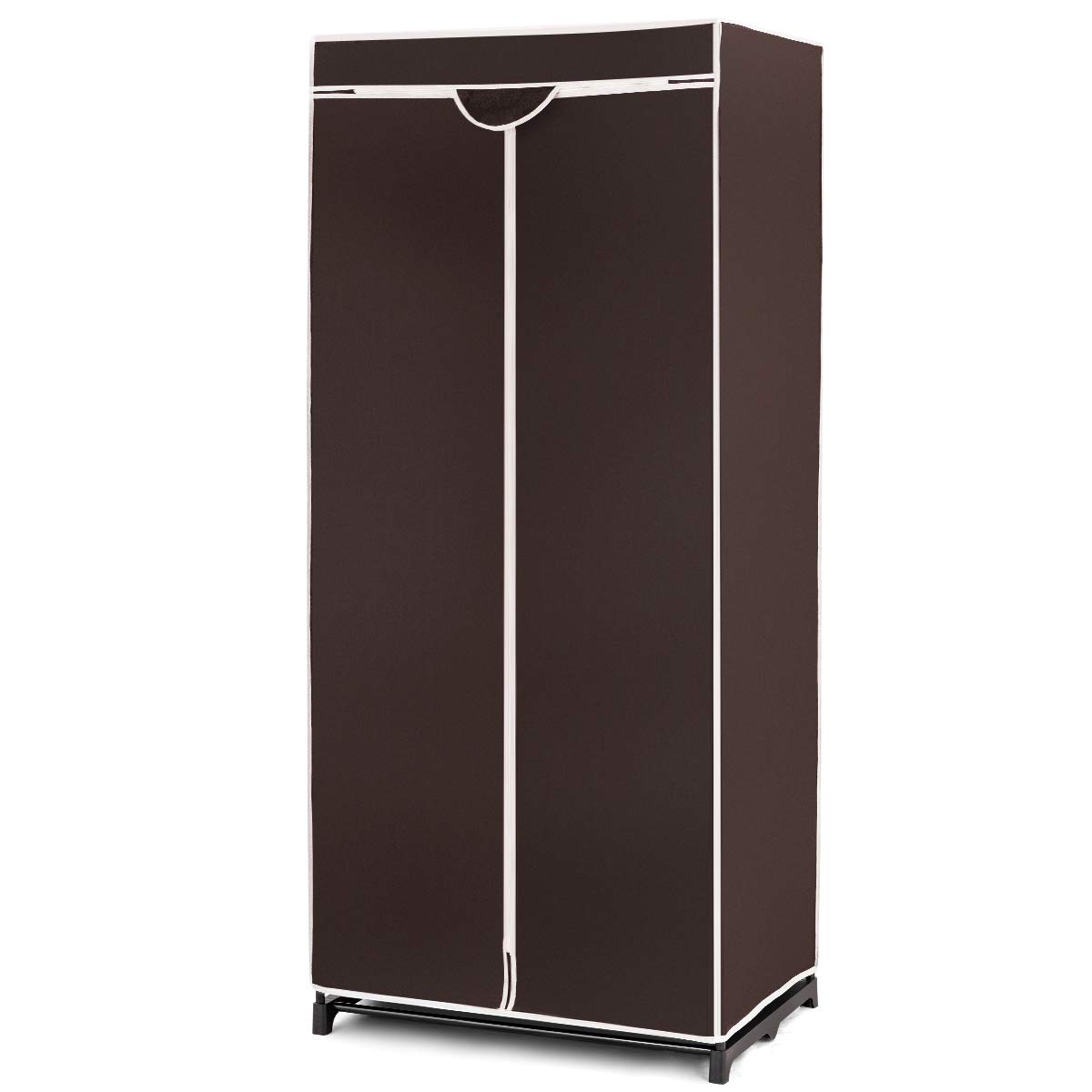 SOARS Kleiderschrank, Stoffschrank mit Kleiderstange stabil & Ablage, Kleiderschrank Stoff mit Metallgestell, Faltschrank 74 x 50 x 172 cm, für Schlafzimmer, Ankleidezimmer (Braun)