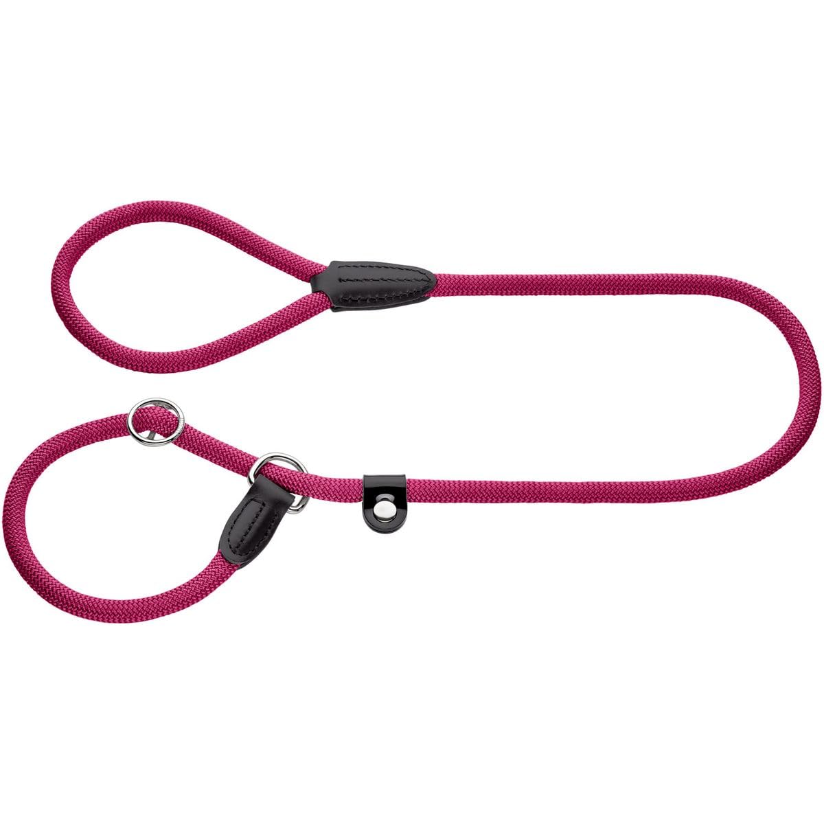 HUNTER Retriever-Hundeleine FREESTYLE, Farbe: himbeer, integrierte Halsung, stufenlos verstellbar, witterungsbeständig, pflegeleicht, griffig, robustes Tau mit Ledertipps, Größe: 8/170