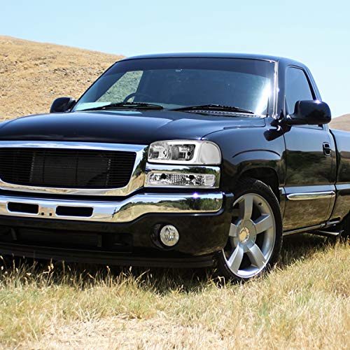 Pm Performotor [Led Drl] Chrome Housing Bumper Lights+Headlights With Led Drl Replacement [Compatible With 01-07 Sierra 1500 2500 3500 Hd / 99-06 Yukon] #TOP4