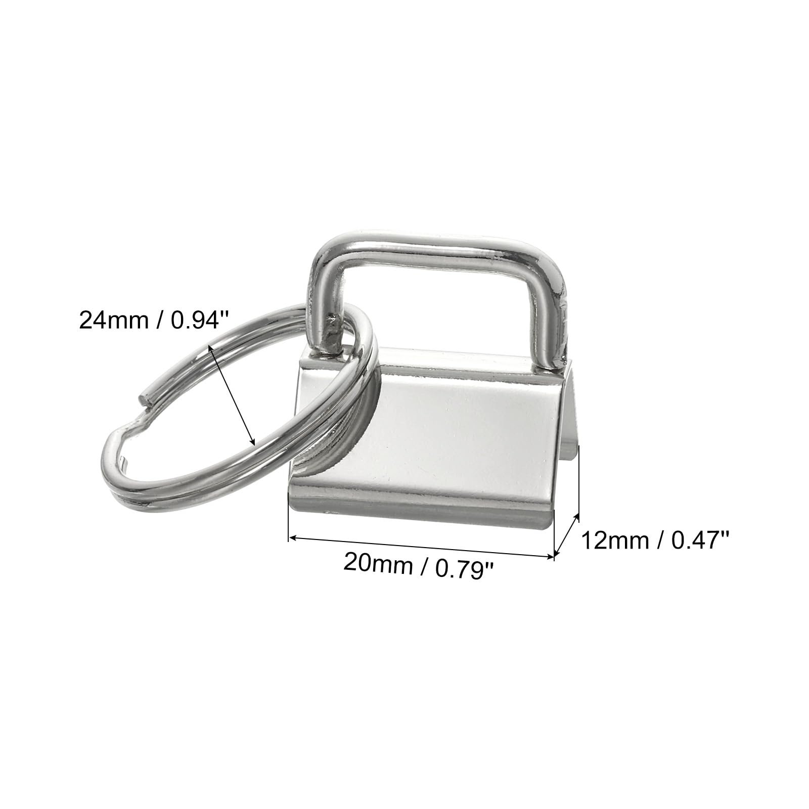 uxcell 20Pcs 20mm/ 0.8-inch Key Fob Hardware with Keychain Ring for Bag Webbing Wristlets Lanyards, Silver Tone - Image 2