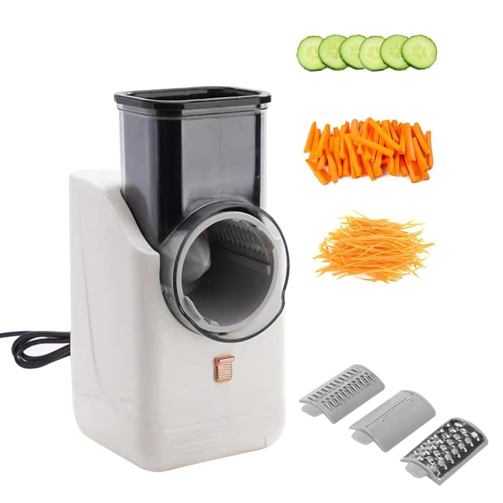 Râpe à Fromage Électrique Polyvalente, Appareil à Salade Électrique Détachable pour la Cuisine Domestique, Trancheur de Légumes pour Pommes de Terre et Fromages, et Facile à Utiliser