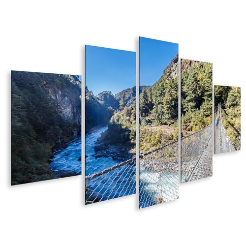 islandburner Cuadro sobre lienzo puente colgante sobre río en pintoresco paisaje montañoso cuadros cuadros murales póster