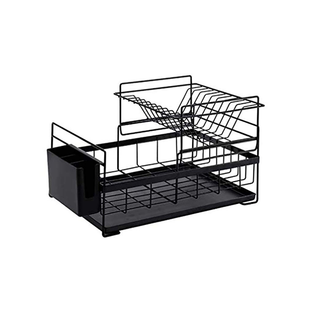 YUOdtuDX draining rack, Dish Rack Kitchen Double Drain To Dry Dishes/Tableware Chopsticks Drying Rack/With Drip Tray