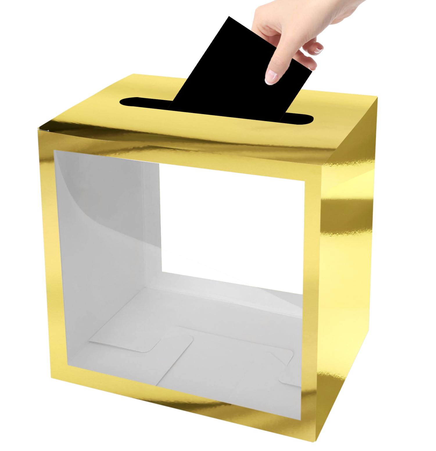 QIKSION Paquete De 3 Cajas De Tarjetas De Boda Para Recepción, Transparente  Con Borde Blanco, Caja, image size:1501x1551