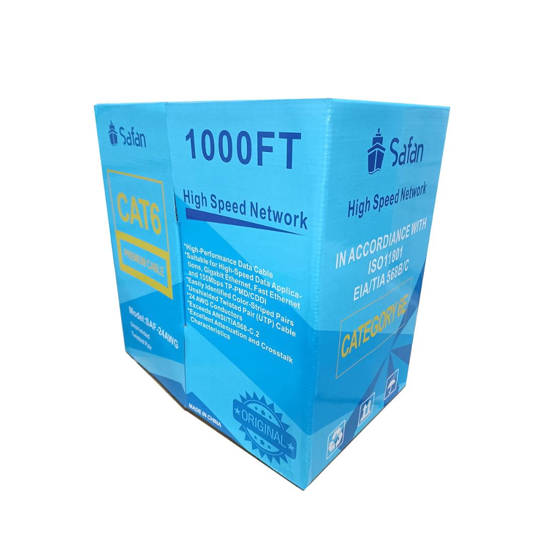 Safan 1000ft 550Mhz 23AWG Gray UTP Ethernet Cable 305m Long Cat6 PVC Cable UTP Cat6 4P Cable.1. This kind of cable use copper clad aluminum (CCA).