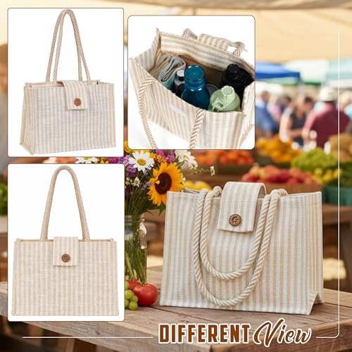 Image of Match Made Eco Friendly Reusable Jute Bag, Yoga Printed Jute Bag, Grocery Shopping Bag, Multi-Purpose Bag, Jute Lunch Bag, Sturdy Handle with Zipper Lock