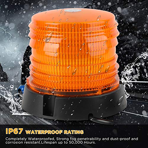 Aspl 2Pcs Led Warning Flash Beacon Lights, 60 Led Amber Warning Safety Flashing Strobe Lights With Magnetic And 16 Ft Straight Cord For Vehicle Truck Tractor Golf Carts Utv Car Bus,12V-24V #TOP5