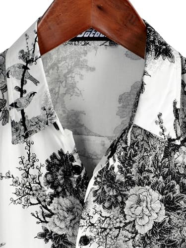 Image of JOTOOK Mens Hawaiian Shirt Short Sleeve Button Down Tropical Shirts Casual Floral Summer Beach Shirt