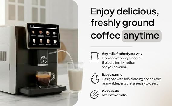 Cafe Bueno Super Automatic Espresso Machine For Home - Coffee Machine With Grinder & Milk Frother For Latte, Cappuccino, Macchiato - Auto Wake & Sleep – All Milk Types