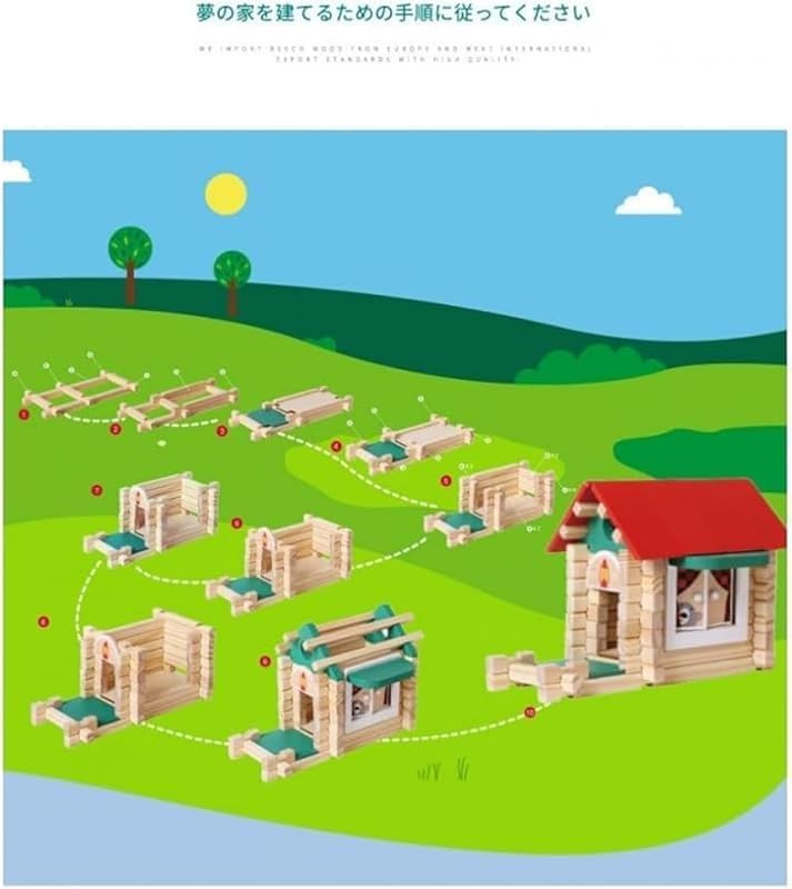 3Dジグソーパズル、DIYビルディング、小さな家の積み重ね、教育、ほぞ継ぎビルディングブロック、手作り、木製、環境に優しい