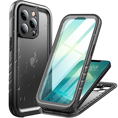 Cozycase TOP Military IP68 Waterproof Case for iPhone 13 Pro - Heavy Duty 360 Shockproof Full Body with Screen Camera Protector Double Water Dust Drop Proof Hard Rugged Tough Front Back Cover Black