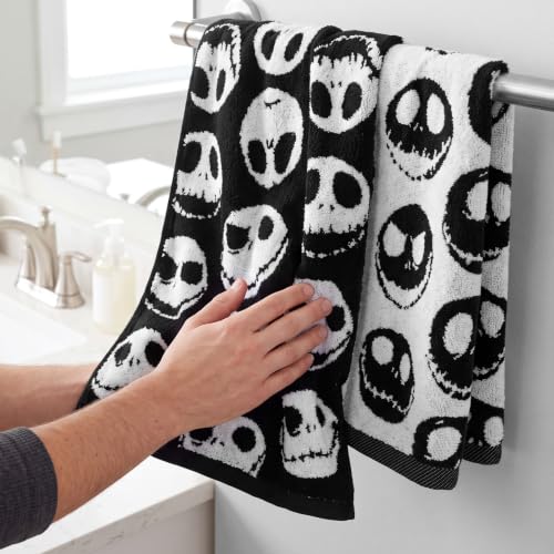 AEUEFUEA Halloween Skull Hand Towels 2 Pack, Reversible Black White Cotton - image 4