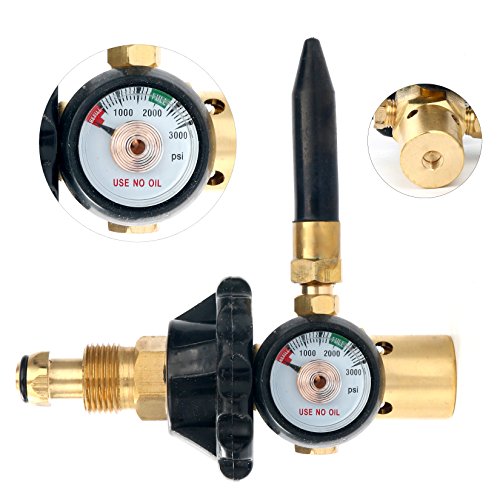 YaeTek Helium Latex Balloon Filler Air Flow Inflator Regulator Meter Inflating 0-3000 PSI Gauge for CGA580 Tank Valve