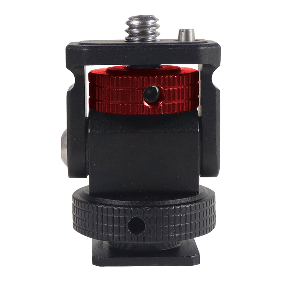 NovelGoal Camera Hot Shoe Monitor Flexible Tripod Adapter with Cold Shoe Mount Suitable for Microslr DSLRs with Hot/Cold Shoe Grooves Hero 13 Camera Protective Frames (Standard,Red)